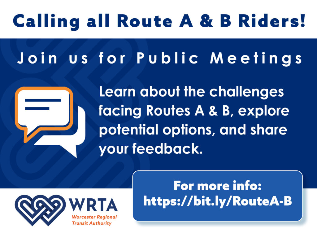 Calling all Route A & B Riders! Join us for Public Meetings. Learn about the challenges facing Routes A & B, explore potential options, and share your feedback.